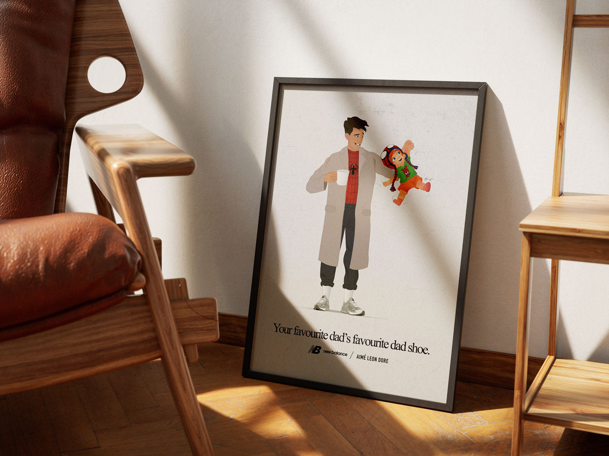 Your Favourite Dad's Favourite Dad Shoe - Aimé Leon Dore x New Balance x Spider-Man Poster Parody