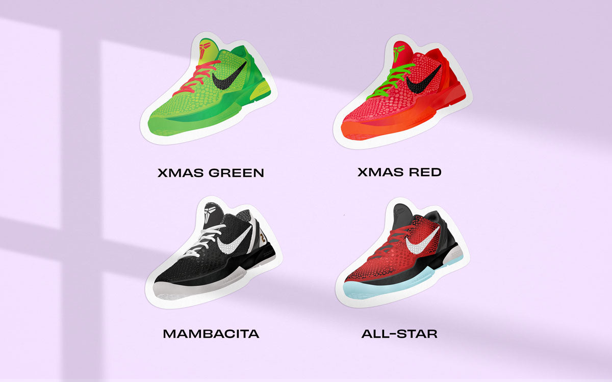 Nike Kobe 6 Sneaker Sticker Pack - Grinch, Reverse Grinch, Mambacita, All-Star
